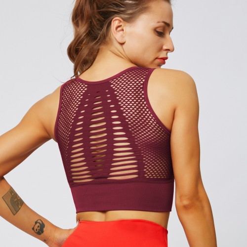 European and n Lolites Back Mesh seamless breathable sports underwear ladies speed dry shock-proof yoga running fitness bra