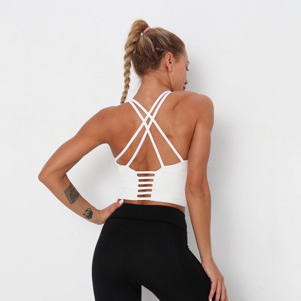 Cross-border Amazon new thin straps across the back of the United States Sports Bra Shock close-up Exercise Yoga Vest 