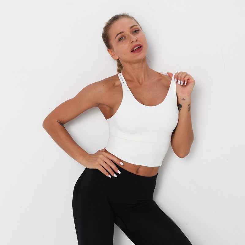 Cross-border Amazon new thin straps across the back of the United States Sports Bra Shock close-up Exercise Yoga Vest