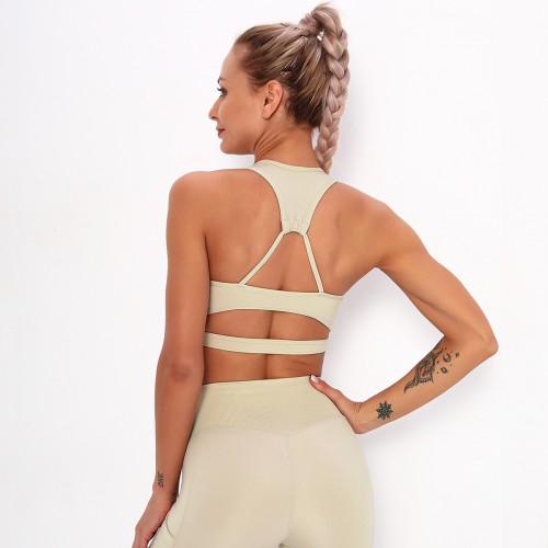Europe and the United States burst sexy back Sports Bra two-piece set of high elastic ventilation convergence set fitness yoga apparel spot