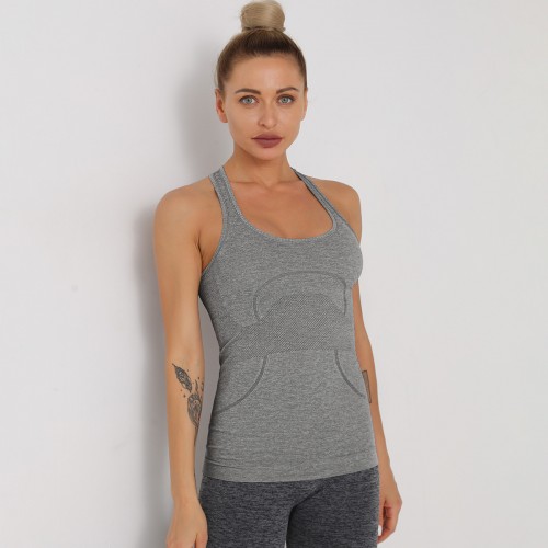 Lulu the same style, professional seamless Yoga beauty back sports breathable halter vest speed dry fitness jacket women 