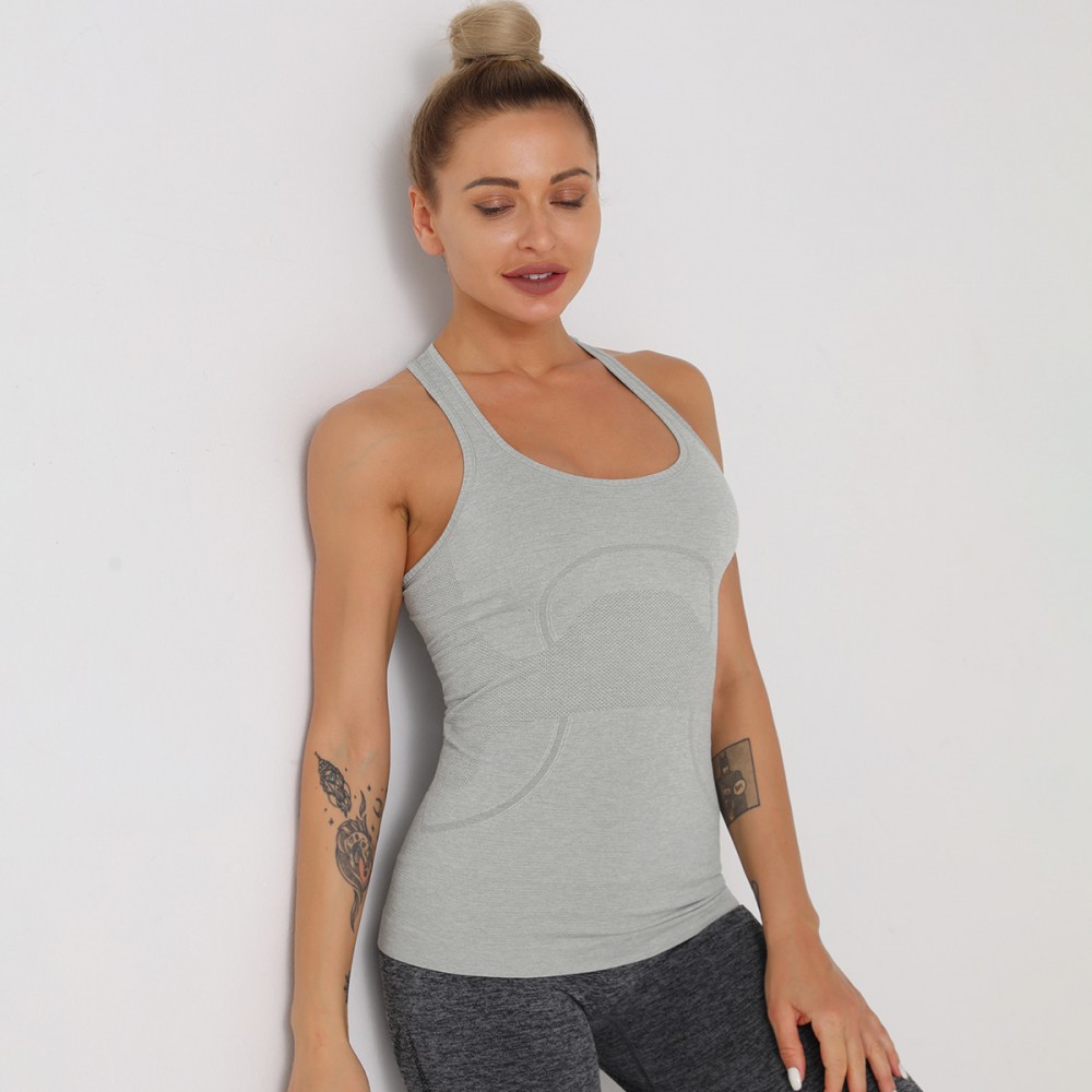 Lulu the same style, professional seamless Yoga beauty back sports breathable halter vest speed dry fitness jacket women 