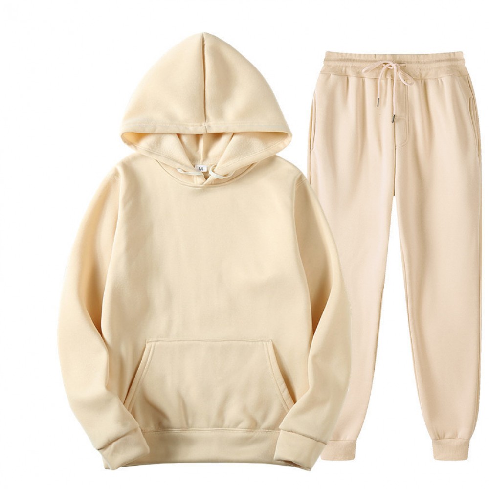 New Solid Color Winter Hoodie sports men’s sports suit cashmere thickening men’s sweater set 