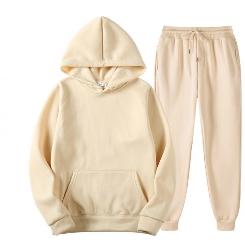 New Solid Color Winter Hoodie sports men’s sports suit cashmere thickening men’s sweater set