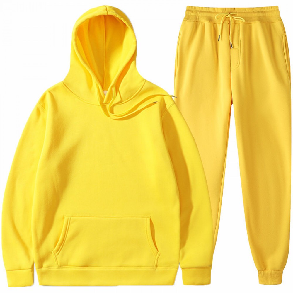 New Solid Color Winter Hoodie sports men’s sports suit cashmere thickening men’s sweater set 