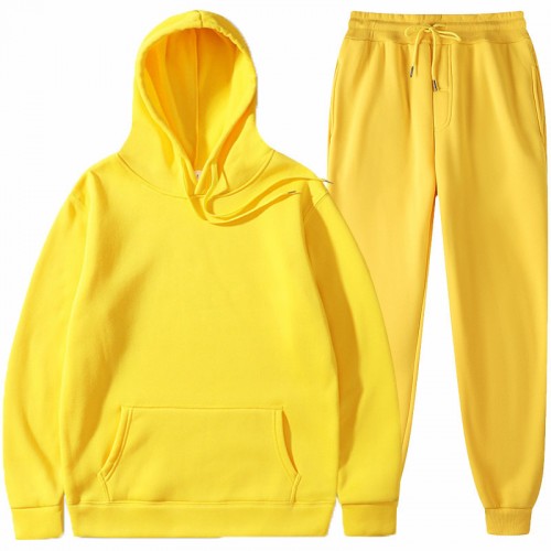New Solid Color Winter Hoodie sports men’s sports suit cashmere thickening men’s sweater set