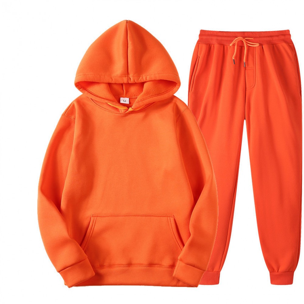 New Solid Color Winter Hoodie sports men’s sports suit cashmere thickening men’s sweater set 