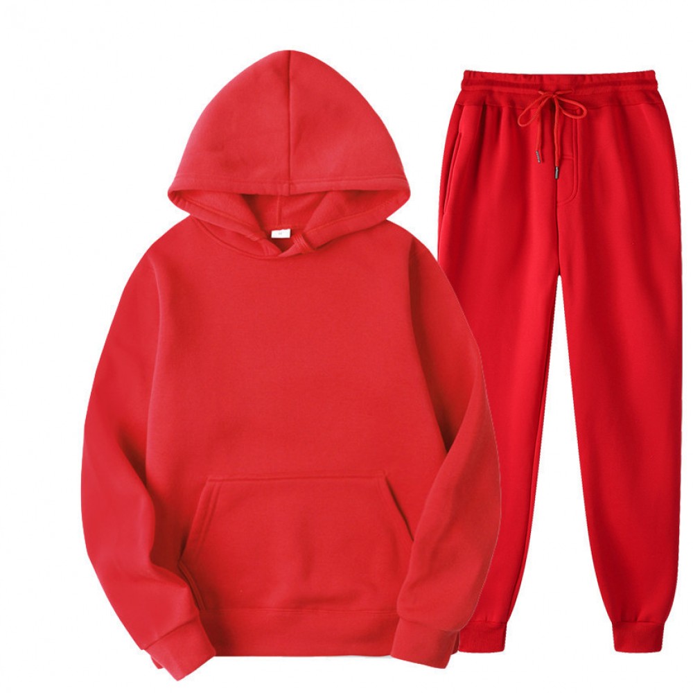 New Solid Color Winter Hoodie sports men’s sports suit cashmere thickening men’s sweater set 