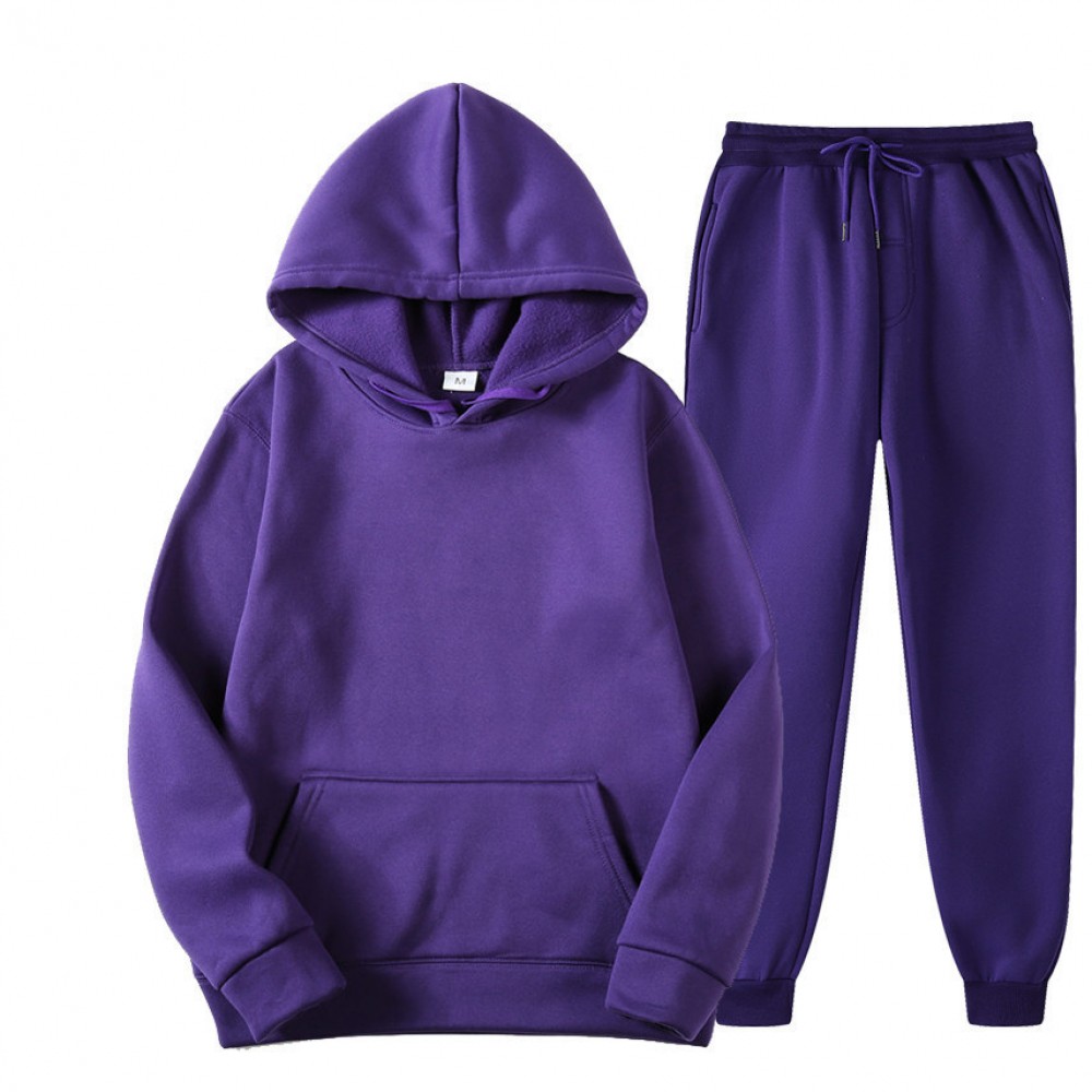 New Solid Color Winter Hoodie sports men’s sports suit cashmere thickening men’s sweater set 