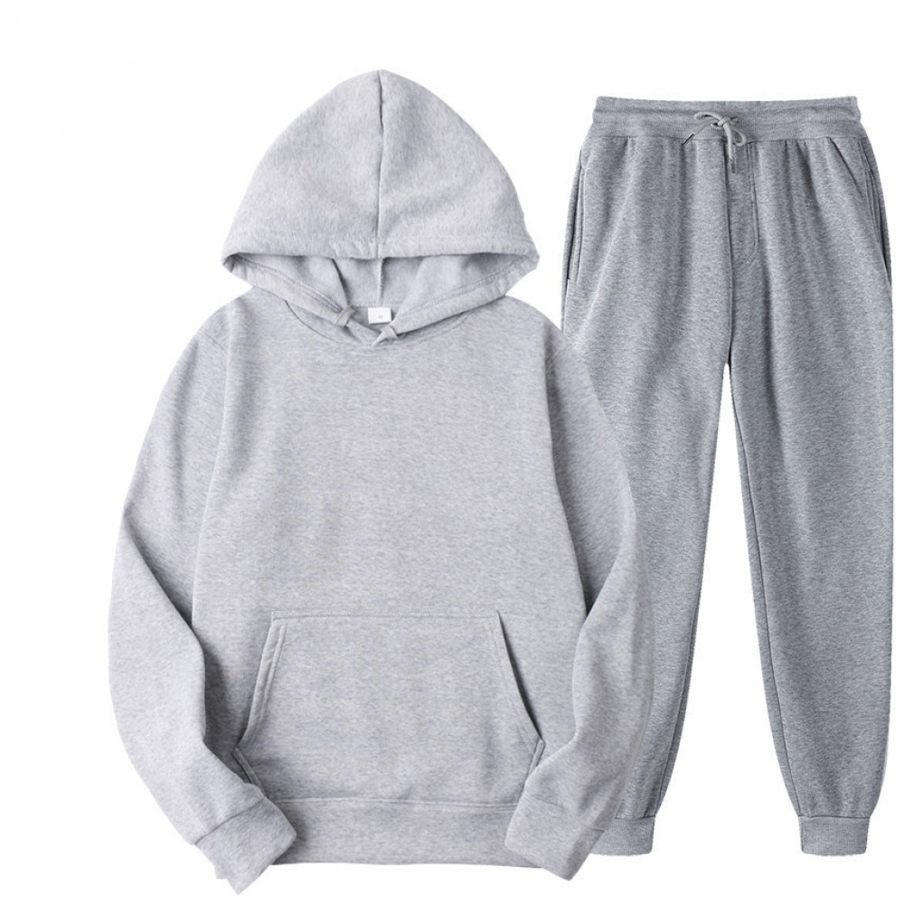 New Solid Color Winter Hoodie sports men’s sports suit cashmere thickening men’s sweater set 