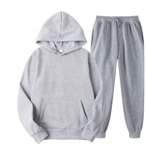 New Solid Color Winter Hoodie sports men’s sports suit cashmere thickening men’s sweater set