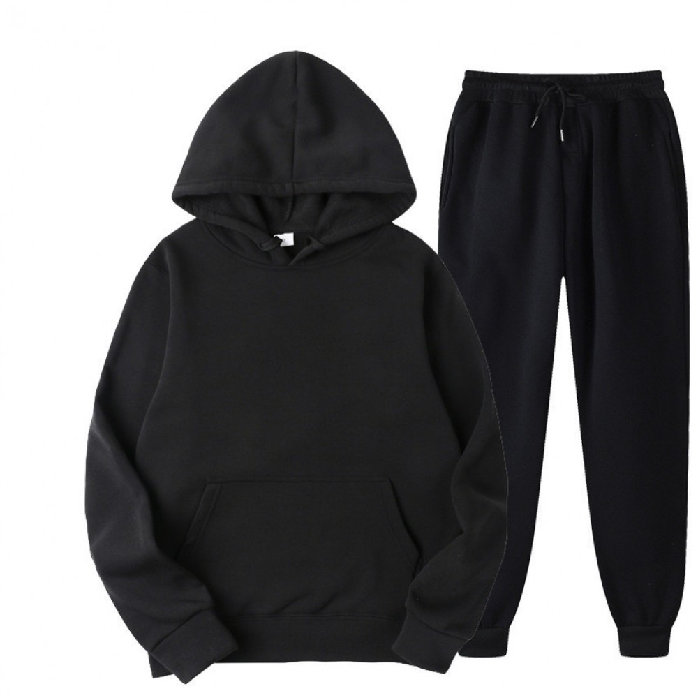 New Solid Color Winter Hoodie sports men’s sports suit cashmere thickening men’s sweater set 