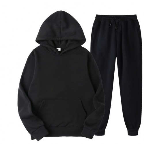 New Solid Color Winter Hoodie sports men’s sports suit cashmere thickening men’s sweater set