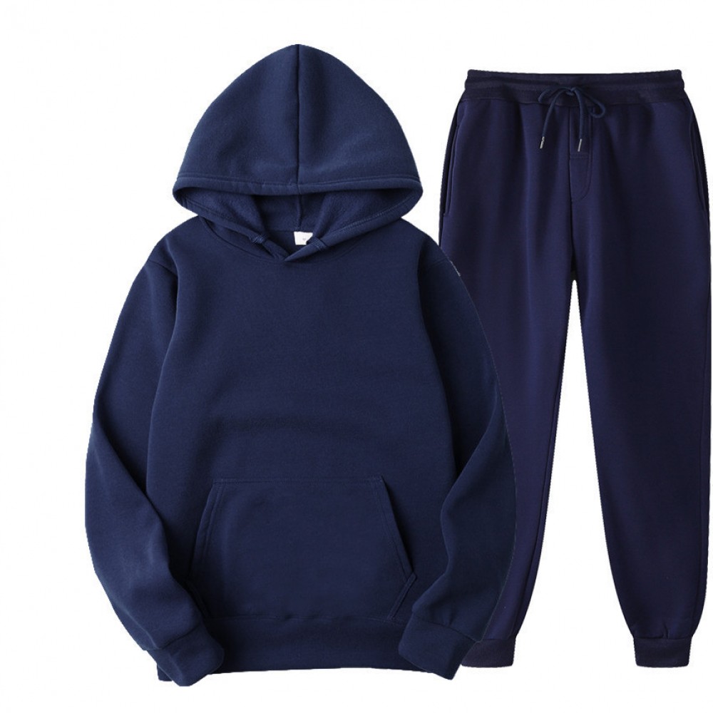 New Solid Color Winter Hoodie sports men’s sports suit cashmere thickening men’s sweater set 