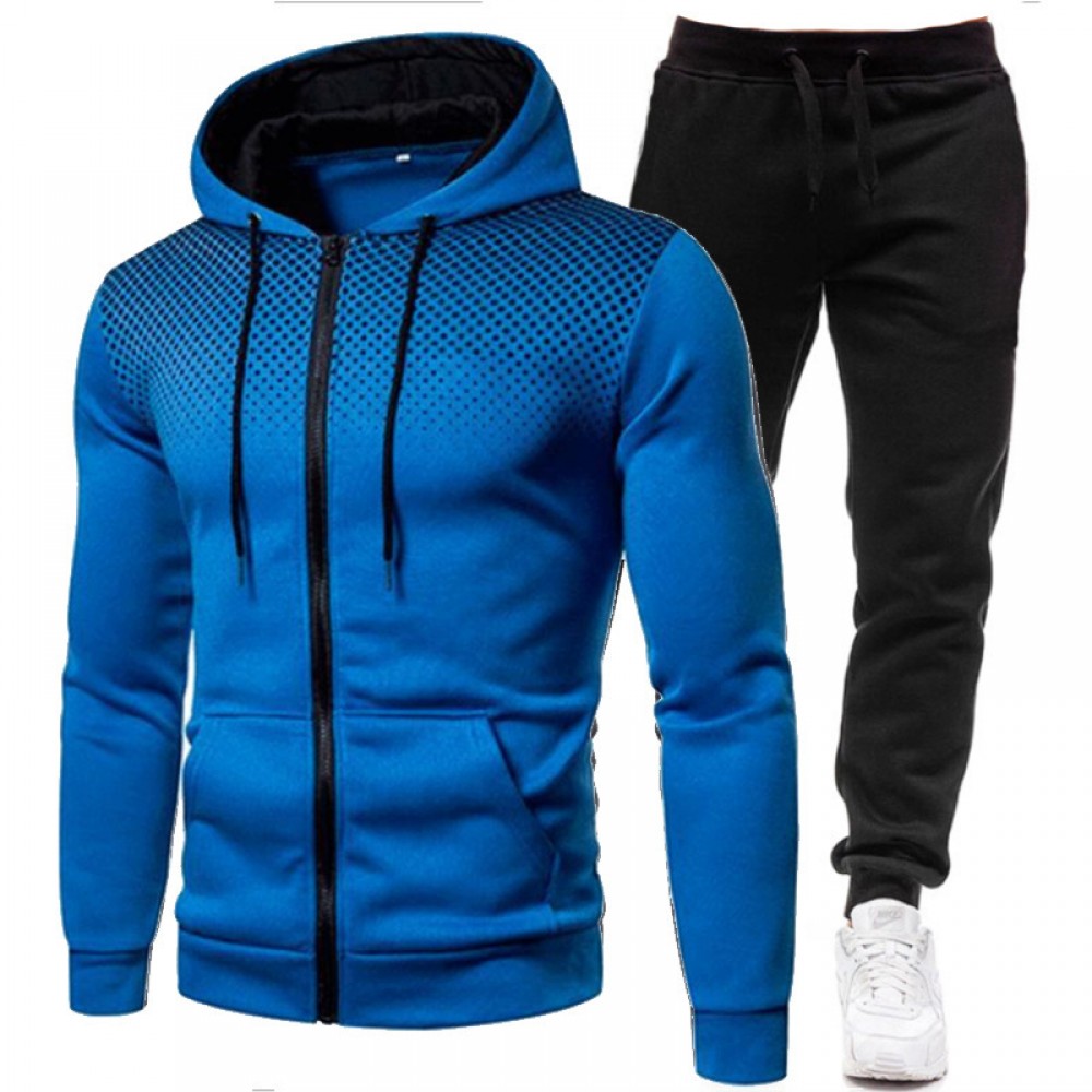 Autumn and winter men’s polka-dot Zipper euro-n Trend Sports Cardigan + casual pants suit men’s jacket 