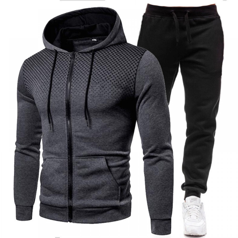 Autumn and winter men’s polka-dot Zipper euro-n Trend Sports Cardigan + casual pants suit men’s jacket 