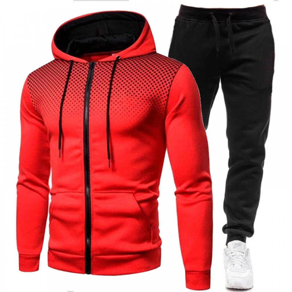 Autumn and winter men’s polka-dot Zipper euro-n Trend Sports Cardigan + casual pants suit men’s jacket 