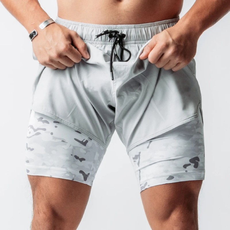 New Muscle running speed dry shorts men’s sports casual outdoor loose zippered pocket double-decker gym pants