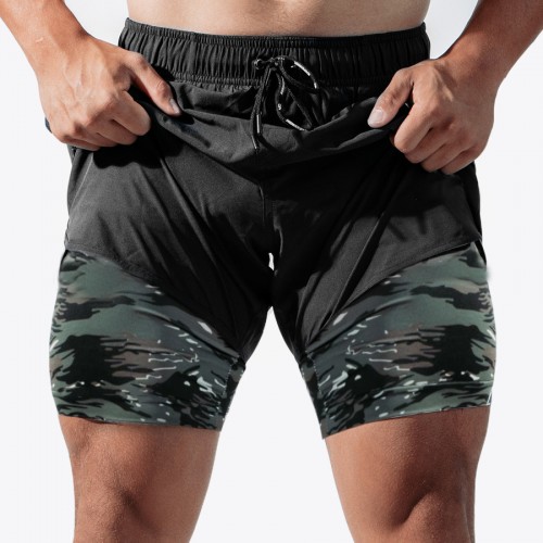 New Muscle running speed dry shorts men’s sports casual outdoor loose zippered pocket double-decker gym pants