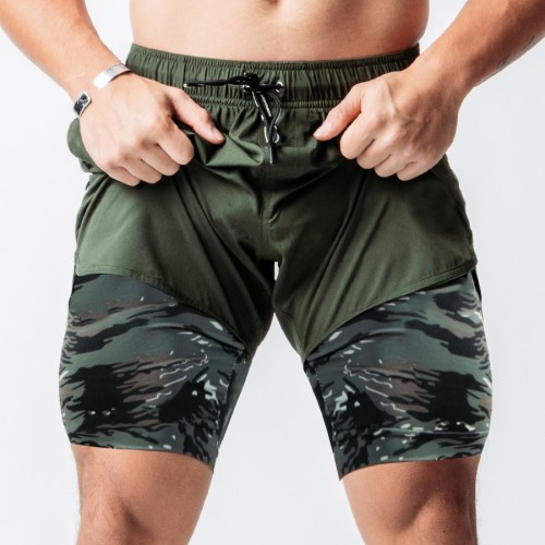 New Muscle running speed dry shorts men’s sports casual outdoor loose zippered pocket double-decker gym pants