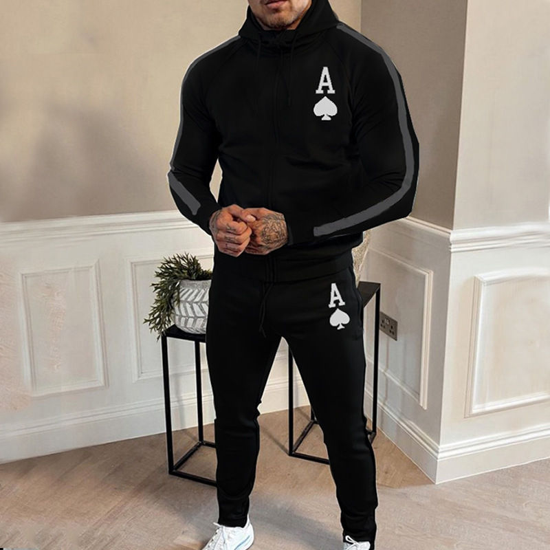 European and n new Spring and autumn casual suit men’s fashion fashion hooded zip-up shirt men’s two-piece sportswear