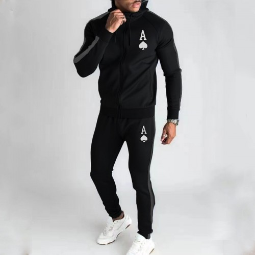 European and n new Spring and autumn casual suit men’s fashion fashion hooded zip-up shirt men’s two-piece sportswear