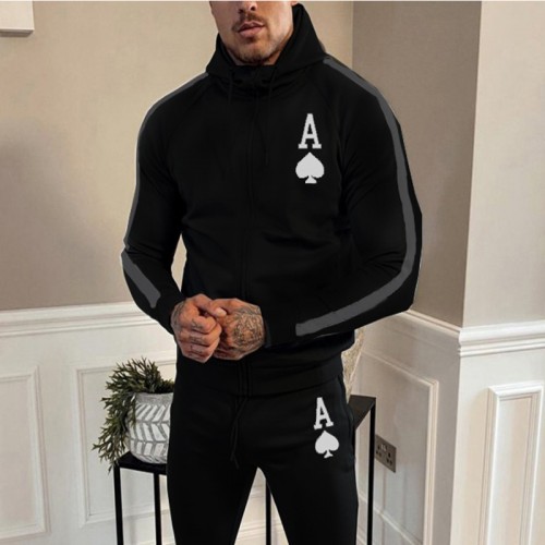European and n new Spring and autumn casual suit men’s fashion fashion hooded zip-up shirt men’s two-piece sportswear 