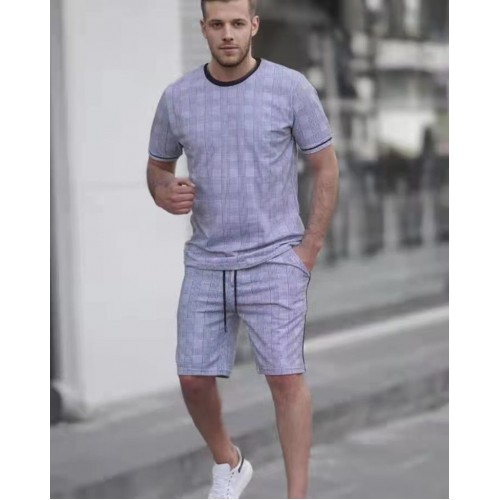 European and n cross-border summer new men’s short-sleeved fashion sports fitness casual shorts shorts set
