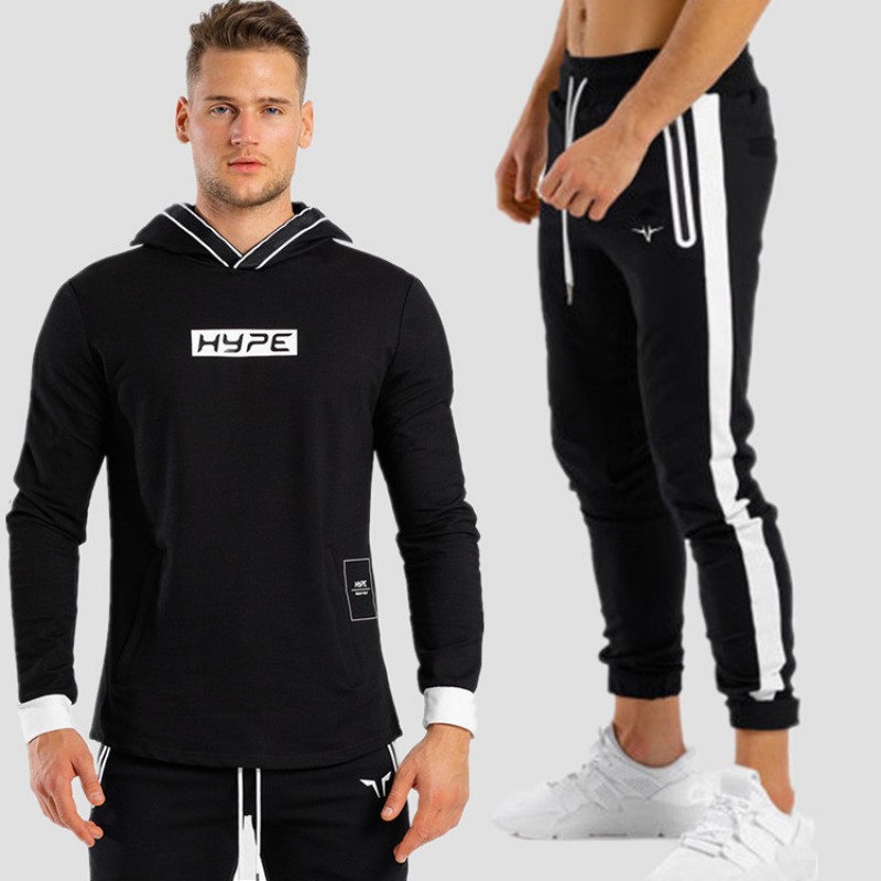 The new fall sports suit men, outdoor fitness sweater and trousers, fashion men’s two-piece casual sportswear