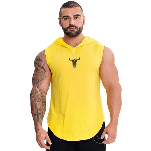 INS New Muscle sports family fitness vest with a cap and vest men’s sleeveless t-shirt running vest training Hoodie