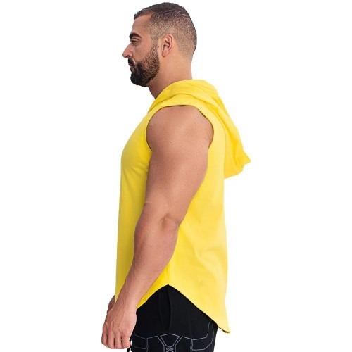 INS New Muscle sports family fitness vest with a cap and vest men’s sleeveless t-shirt running vest training Hoodie 