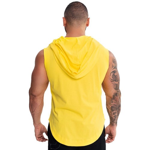 INS New Muscle sports family fitness vest with a cap and vest men’s sleeveless t-shirt running vest training Hoodie