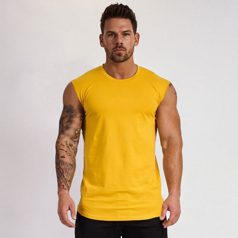 Muscle fitness brothers Europe and the United States logo cotton sports vest men’s running sleeveless t-shirt