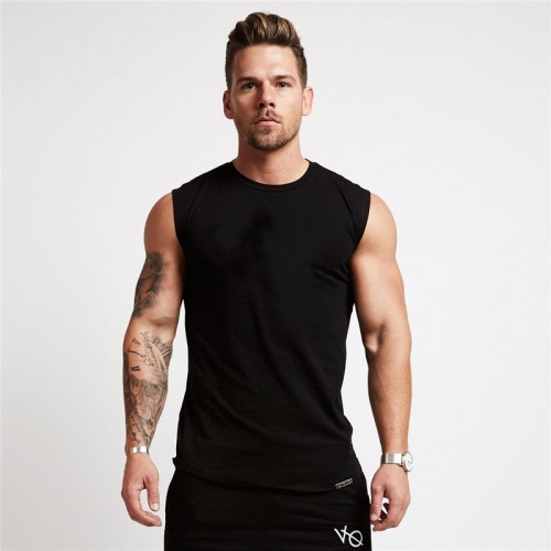 Muscle fitness brothers Europe and the United States logo cotton sports vest men’s running sleeveless t-shirt 
