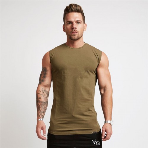 Muscle fitness brothers Europe and the United States logo cotton sports vest men’s running sleeveless t-shirt