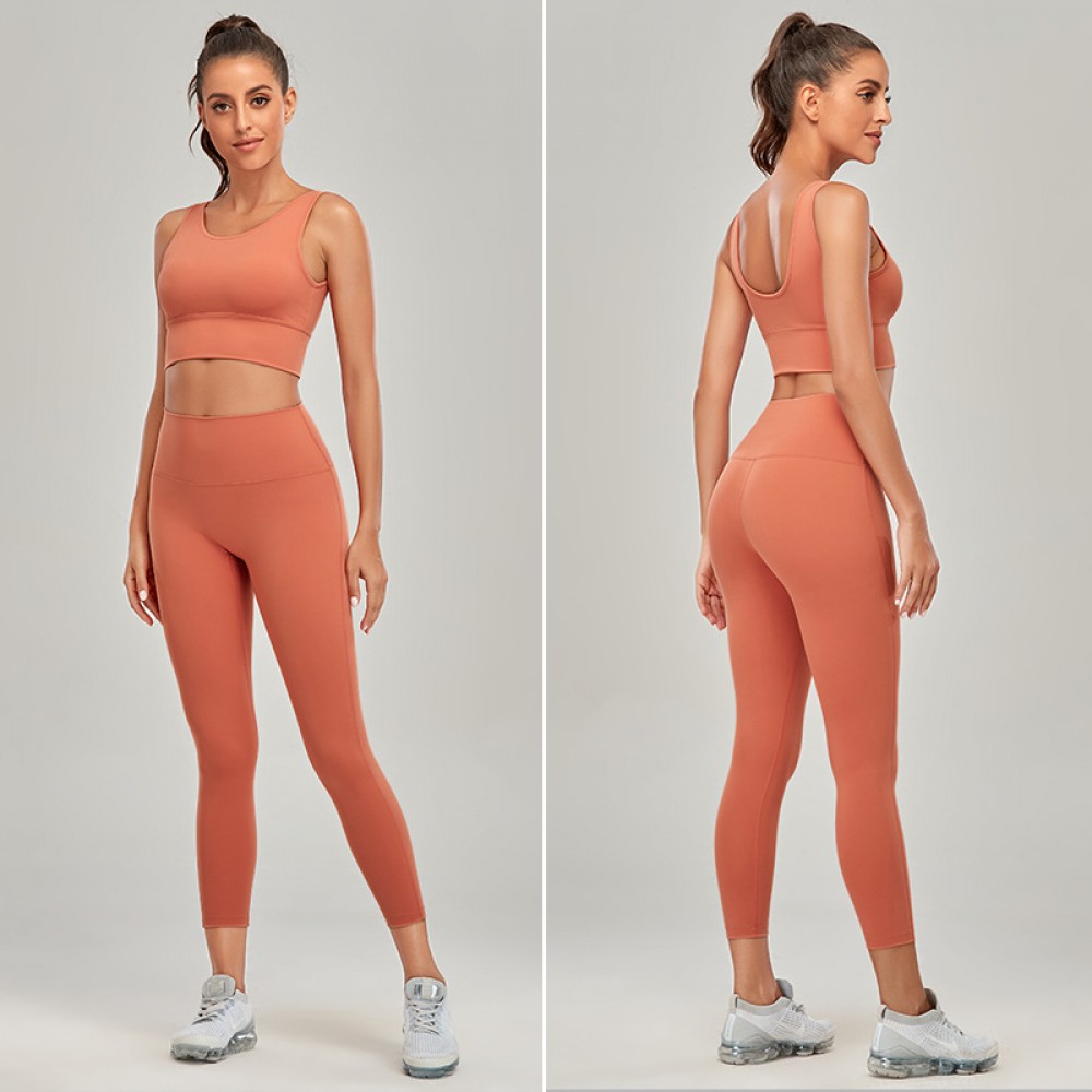 Yoga wear female tight professional high-end fashion sexy gym running hot spring and Summer Europe and the United States sports suit 