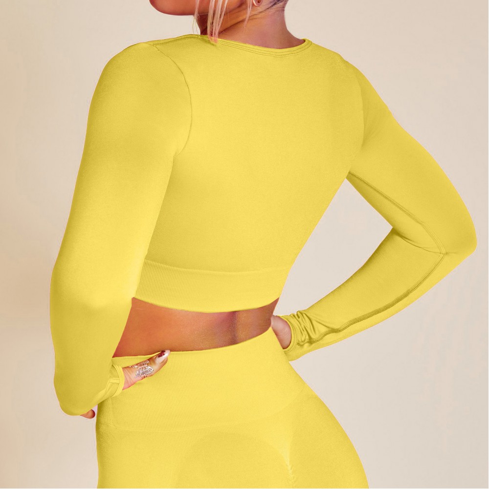 Cross-border Europe and the United States new seamless Yoga clothing women’s fitness clothing long-sleeved speed-dry running high-waisted pants 
