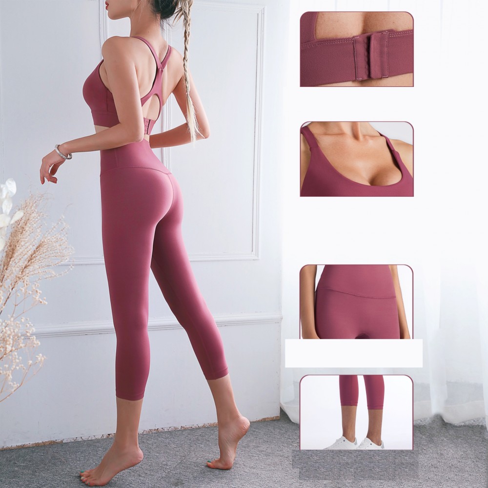 Lulu Yoga suit women’s backbuckles shock-proof underwear high waist hip-raising seven-minute leggings campaign 