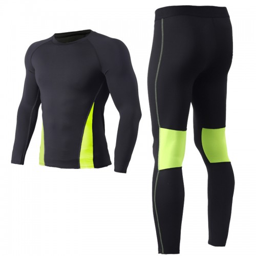 Fitness sportswear men’s molded clothing Spring and autumn tights sportswear quick-dry suit training clothing logo－5pcs/set 