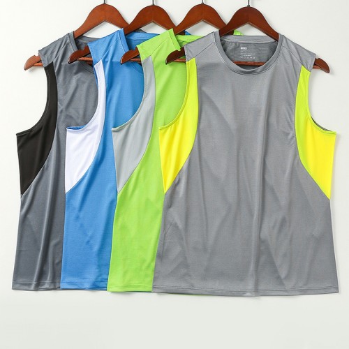 New pure color quick-dry vest men running training fitness casual breathable sports vest men sleeveless 