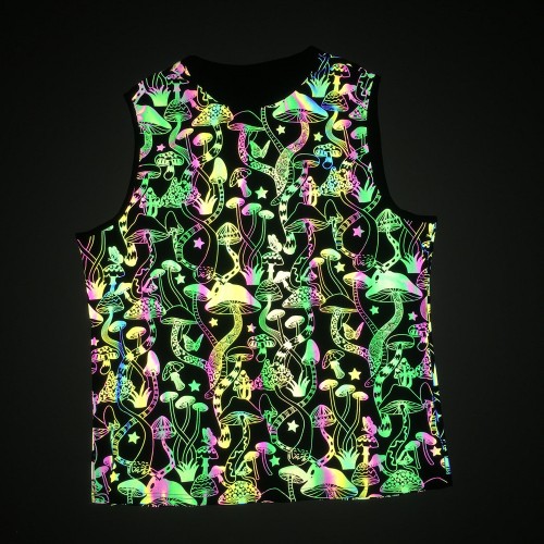 Summer new mushroom shimmering vest cross-border European and n men hip-hop sports knitted elastic vest 