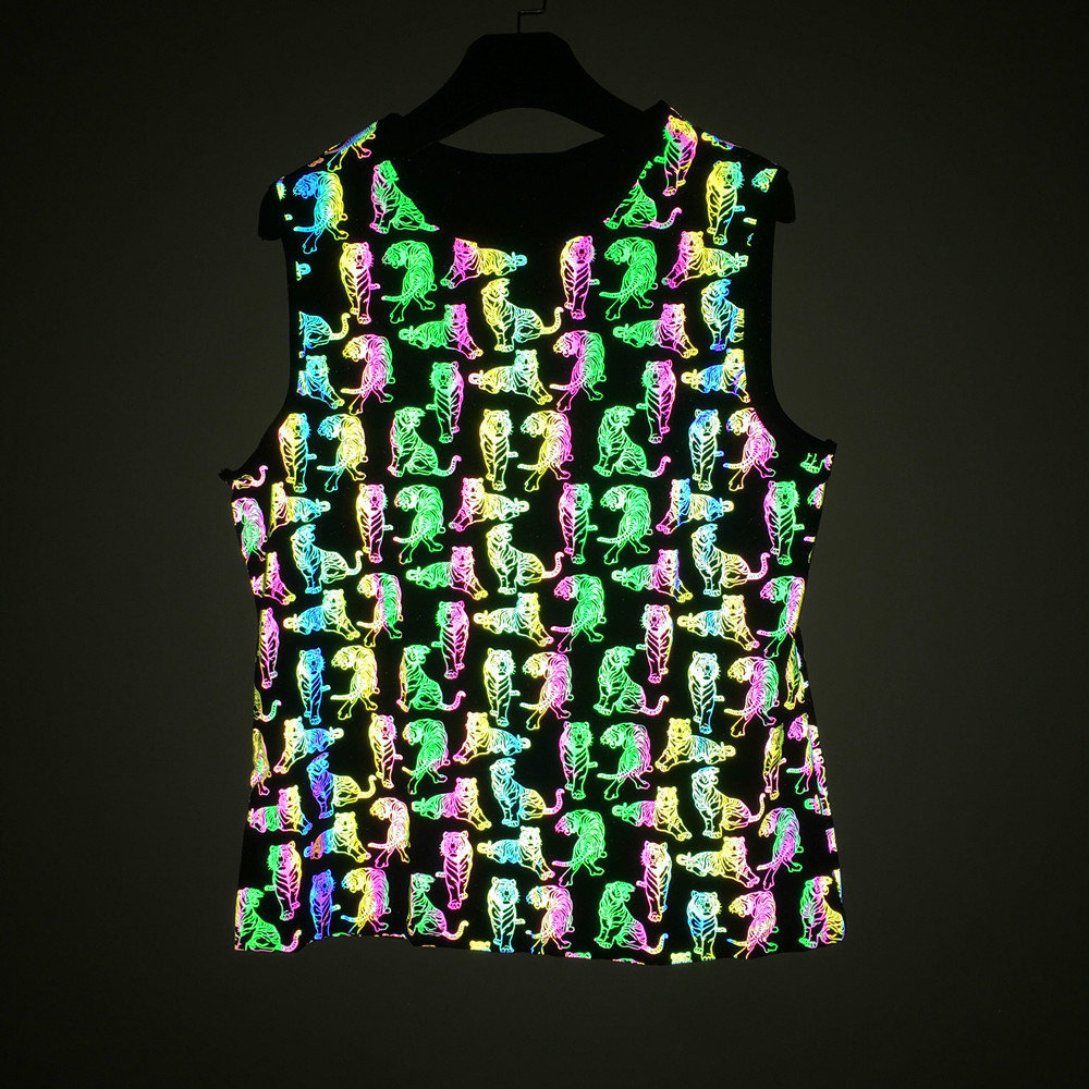 Summer new mushroom shimmering vest cross-border European and n men hip-hop sports knitted elastic vest 