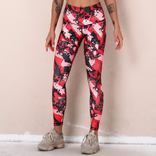 Cross-border European and n Lulu New digital printed fitness pants high waist hip sports tight yoga pants woman