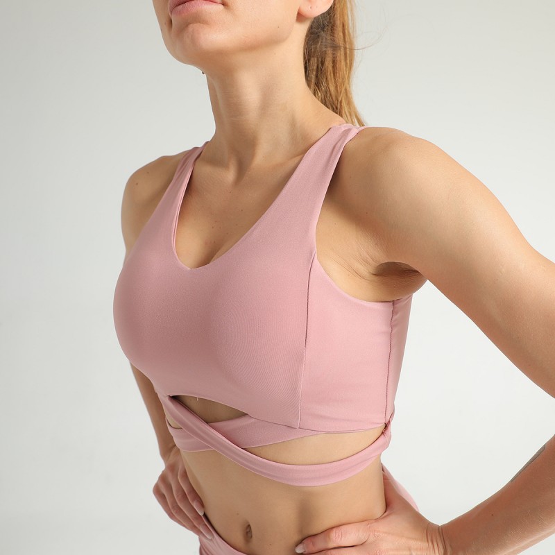 Cross-border New Amazon Back Mesh Sports Bra shock-proof Patchwork sports underwear no rims breathable yoga suit
