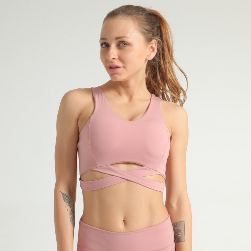 Cross-border New Amazon Back Mesh Sports Bra shock-proof Patchwork sports underwear no rims breathable yoga suit