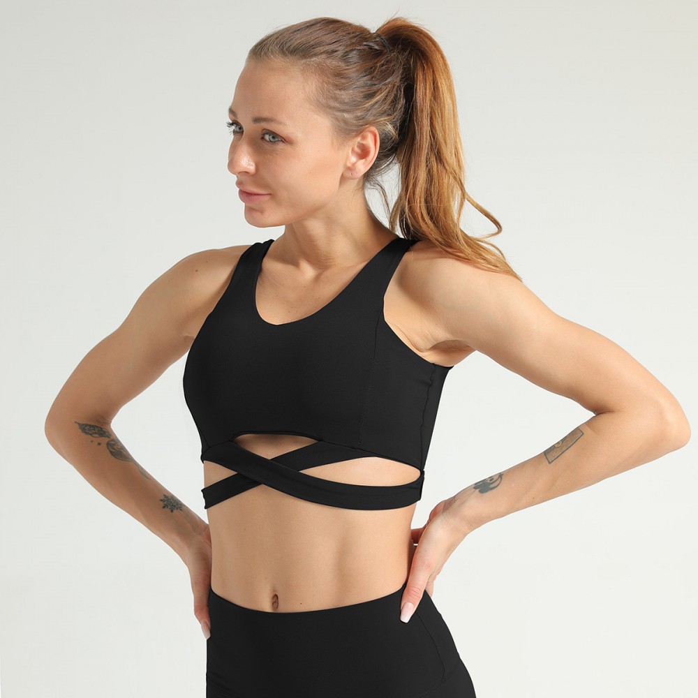 Cross-border New Amazon Back Mesh Sports Bra shock-proof Patchwork sports underwear no rims breathable yoga suit 