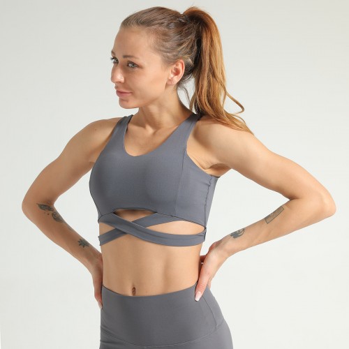 Cross-border New Amazon Back Mesh Sports Bra shock-proof Patchwork sports underwear no rims breathable yoga suit