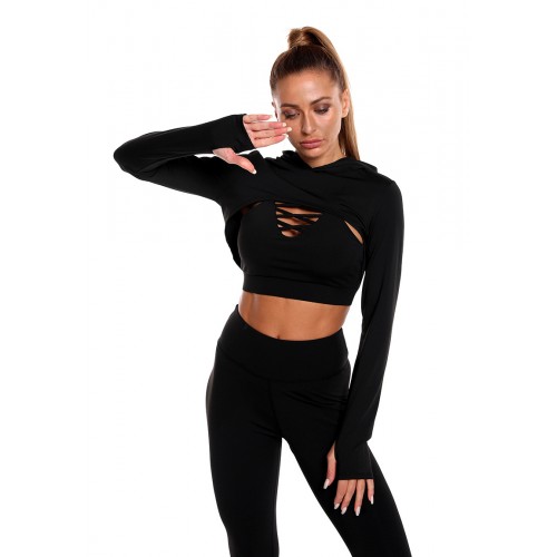 New cross-border yoga suit fitness running hip-raising trousers sport hat three-piece suit wholesale 