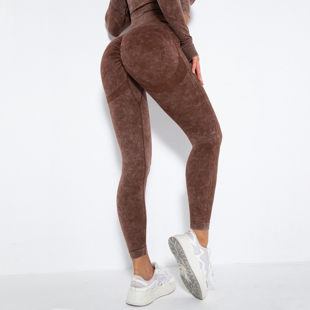 CROSS-BORDER SALES! SEAMLESS WATER WASH PEACH BUTT LIFT YOGA set exercise fitness set sexy yoga pants 