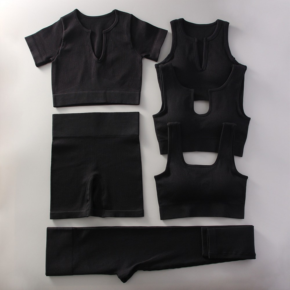  seamless 6pcs set top+bra+short+legging 